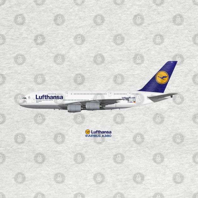 Illustration of Lufthansa Airbus A380 by SteveHClark